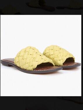 Sam Edelman Griffin Butter Yellow Woven Leather Sandals Size 8 New in Box